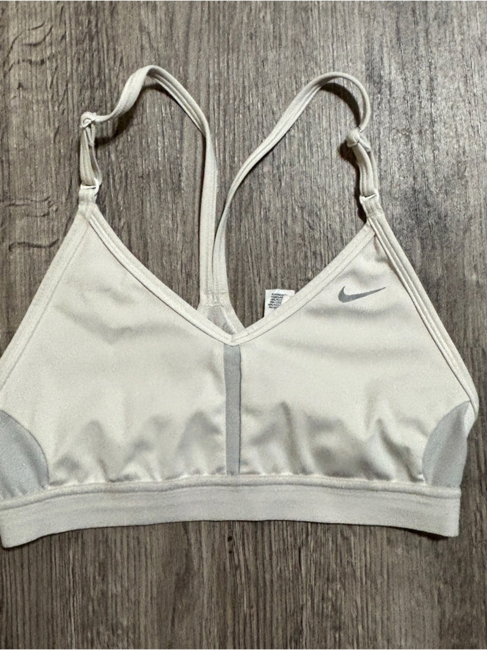 Nike Women’s Size SWhite Sports Bra Swoosh Light Support Scrappy